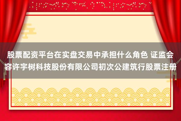 股票配资平台在实盘交易中承担什么角色 证监会容许宇树科技股份有限公司初次公建筑行股票注册